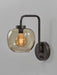Adesso Matte Black Ashton Wall Lamp-Smoked Glass Irregular Globe Shade And 63 Inch Black Fabric Covered Cord And On/Off In-Line Switch (3434-01)