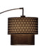 Adesso Matte Black Gala Arc Lamp-Black Kaleidoscope Pattern Fabric Double Drum Shade And 60 Inch Black Cord And 3-Way Socket Switch (3029-01)