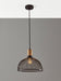 Adesso Matte Black And Natural Rubber Wood Dale Large Pendant-Matte Black Metal Wire Dome Shade-72 Inch Black Fabric Covered Cord-On/Off In-Line Switch (6268-01)