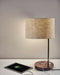 Adesso Matte Black/Walnut Poplar Wood Oliver Wireless Charging Table Lamp-Natural Textured Fabric Drum Shade-63 Inch Black Fabric Covered Cord-On/Off Rocker Switch (3689-01)