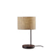 Adesso Matte Black/Walnut Poplar Wood Oliver Wireless Charging Table Lamp-Natural Textured Fabric Drum Shade-63 Inch Black Fabric Covered Cord-On/Off Rocker Switch (3689-01)