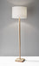 Adesso Natural Rubber Wood Ellis Floor Lamp-White Textured Linen Drum Shade And 60 Inch Clear Cord And 3-Way Rotary Switch (4093-12)