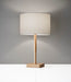 Adesso Natural Rubber Wood Ellis Table Lamp-White Textured Linen Drum Shade And 60 Inch Clear Cord And On/Off Rotary Switch (4092-12)