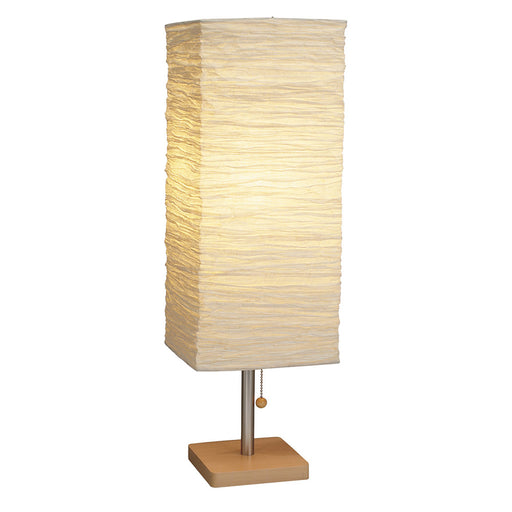 Adesso Natural Rubber Wood/Steel Accents Dune Table Lamp-Collapsible Natural Crinkle Paper Tall Square Shade-60 Inch Clear Cord-Pull Chain Switch (8021-12)