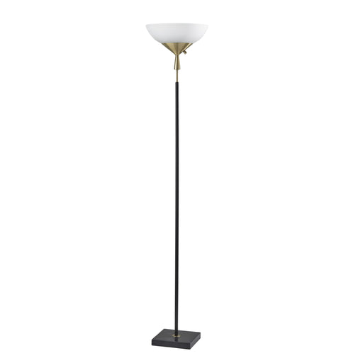 Adesso Noah 300W Torchiere Black With Antique Brass Frosted Glass (5007-01)