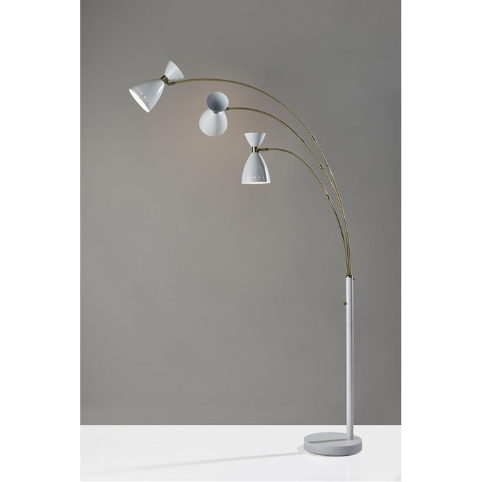 Adesso Oscar 3-Arm Arc Lamp White With Antique Brass (4290-02)