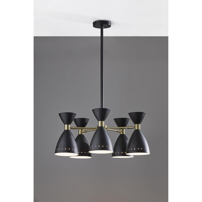 Adesso Oscar 5-Head Pendant Black With Antique Brass Black With Antique Brass Accent (4280-01)