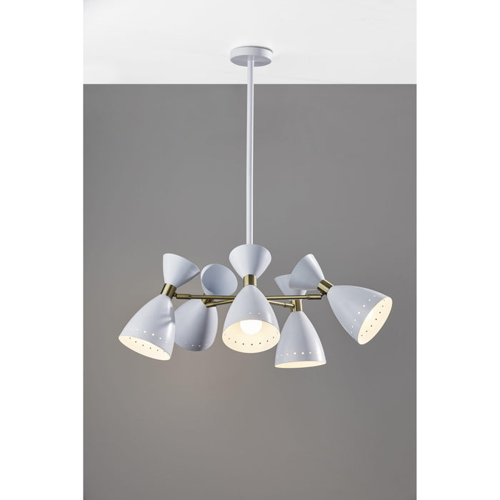 Adesso Oscar 5-Head Pendant White With Antique Brass White With Antique Brass Accent (4280-02)