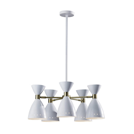 Adesso Oscar 5-Head Pendant White With Antique Brass White With Antique Brass Accent (4280-02)