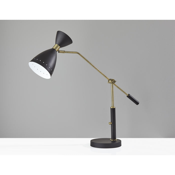 Adesso Oscar Adjustable Desk Lamp Black With Antique Brass Black With Antique Brass Accent (4282-01)