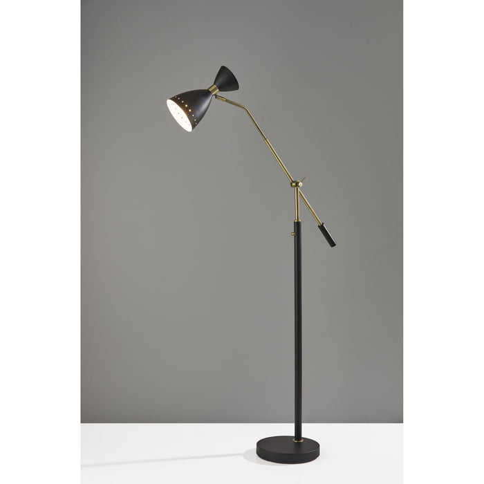 Adesso Oscar Adjustable Floor Lamp Black With Antique Brass Black With Antique Brass Accent (4284-01)