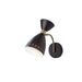 Adesso Oscar Wall Light Black With Antique Brass Accents Black Painted Metal Cone Shade (4279-01)