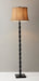 Adesso Painted Black Metal Stratton Floor Lamp-Medium Brown Burlap Bell Shade And 72 Inch Black Cord And 3-Way Rotary Switch (1523-01)