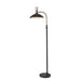 Adesso Patrick Floor Lamp Black With Brass Accents With Frosted Glass And Metal Shade (3759-01)