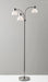 Adesso Polished Nickel Presley 3-Arm Floor Lamp-Clear Plastic Outer-Frosted Inner Bell Shade-60 Inch Clear Cord-3-Way Rotary Switch 1 Light On-2 Lights On-All On-Off (3566-09)