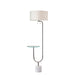 Adesso Polished Nickel Sloan Shelf Floor Lamp-White Textured Fabric Drums Shade And 60 Inch Clear Cord And 2XOn/Off Pull Chain Switch (5426-22)