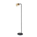Adesso Roman LED Floor Lamp Black And Natural Wood With Natural Wood Cylinder Shade (6107-01)