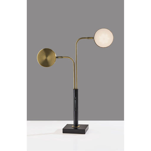 Adesso Rowan LED Desk Lamp With Smart Switch Black And Antique Brass (4126-01)