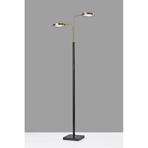 Adesso Rowan LED Floor Lamp With Smart Switch Black And Antique Brass (4127-01)