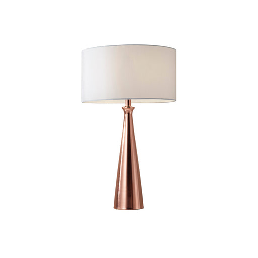 Adesso Shiny Copper Linda Table Lamp-Smooth White Linen Short Drum Shade And 60 Inch Clear Cord And 3-Way Rotary Socket Switch (1517-20)