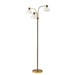 Adesso Shiny Gold Presley 3-Arm Floor Lamp-Clear Plastic Outer-Frosted Inner Bell Shade-60 Inch Clear Cord-3-Way Rotary Switch 1 Light On-2 Lights On-All On-Off (3566-04)