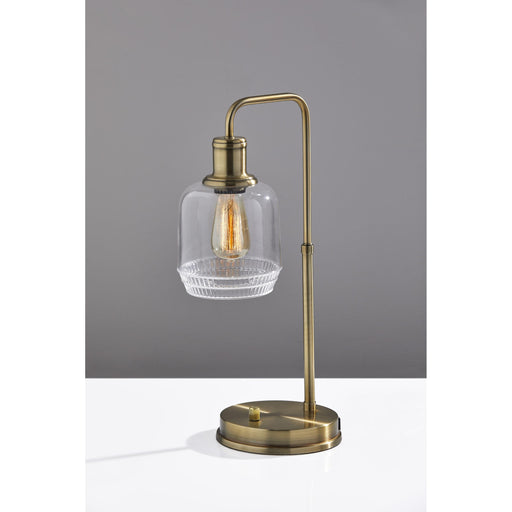 Adesso Simplee Adesso Barnett Cylinder Table Lamp Antique Brass Clear Cylinder Glass With Textured Trim (SL3712-21)