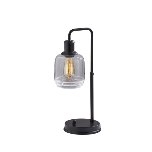 Adesso Simplee Adesso Barnett Cylinder Table Lamp Black Clear Cylinder Glass With Textured Trim (SL3712-01)