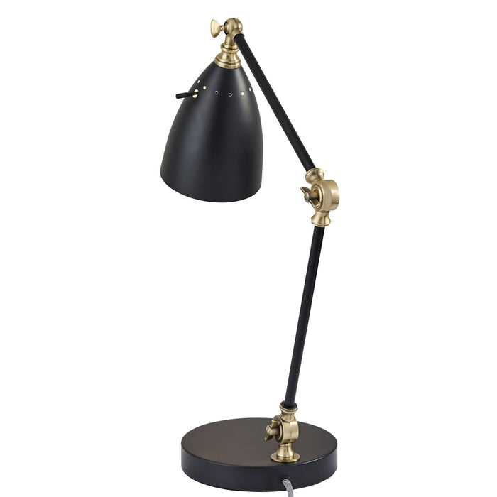 Adesso Simplee Adesso Boston Desk Lamp Black With Antique Brass Accents Painted Black Metal (3904-01)