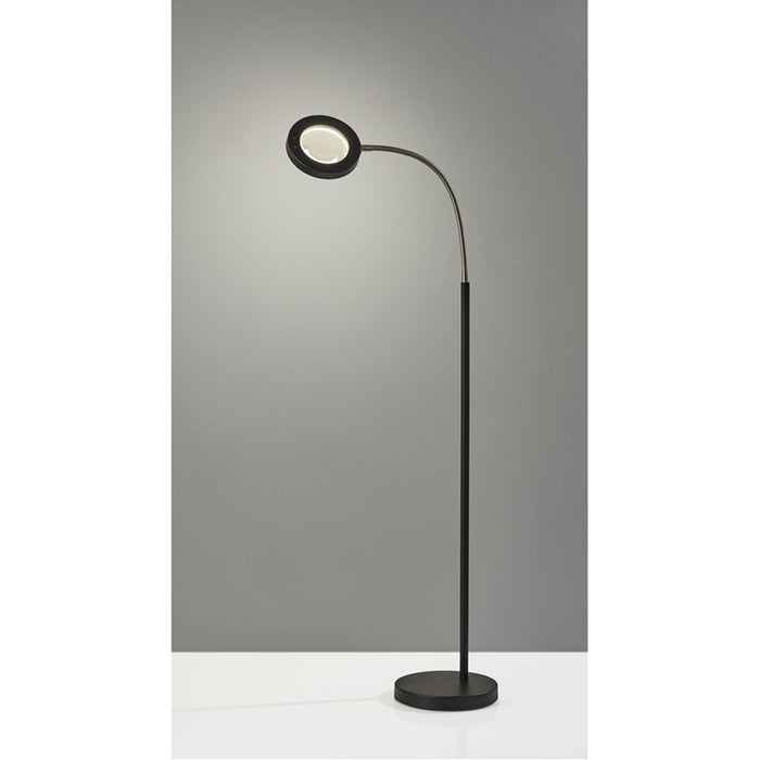 Adesso Simplee Adesso Holmes LED Magnifier Floor Lamp With Smart Switch Brushed Steel And Black (SL4925-01)