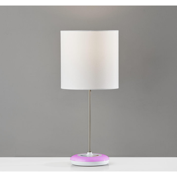 Adesso Simplee Adesso Mia Color Changing Table Lamp White Base Brushed Steel White Fabric (SL4905-02)