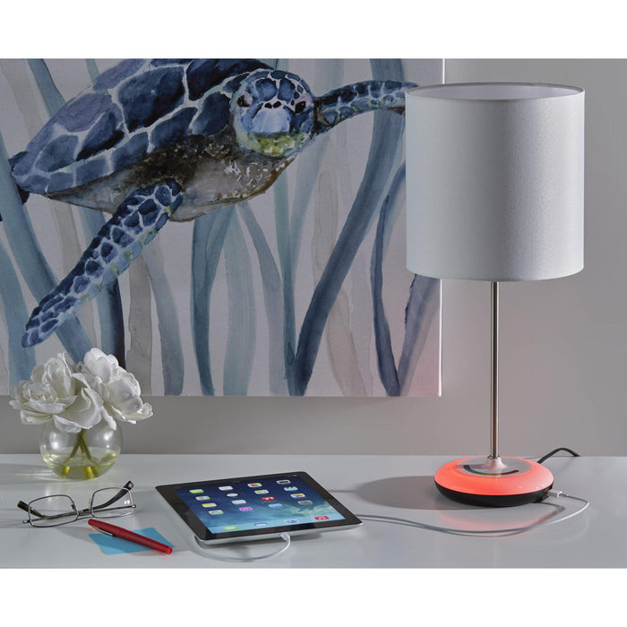 Adesso Simplee Adesso Mia Color Changing Table Lamp White Base Brushed Steel White Fabric (SL4905-02)