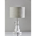 Adesso Simplee Adesso Sunny Cat Table Lamp White Ceramic With Brushed Steel Neck Light Grey Soft Touch Fabric (SL3707-02)