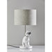 Adesso Simplee Adesso Sunny Cat Table Lamp White Ceramic With Brushed Steel Neck Light Grey Soft Touch Fabric (SL3707-02)
