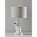 Adesso Simplee Adesso Sunny Cat Table Lamp White Ceramic With Brushed Steel Neck Light Grey Soft Touch Fabric (SL3707-02)