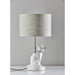 Adesso Simplee Adesso Sunny Cat Table Lamp White Ceramic With Brushed Steel Neck Light Grey Soft Touch Fabric (SL3707-02)