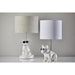 Adesso Simplee Adesso Sunny Cat Table Lamp White Ceramic With Brushed Steel Neck Light Grey Soft Touch Fabric (SL3707-02)