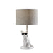 Adesso Simplee Adesso Sunny Cat Table Lamp White Ceramic With Brushed Steel Neck Light Grey Soft Touch Fabric (SL3707-02)