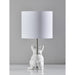 Adesso Simplee Adesso Sunny Dog Table Lamp White Ceramic With Brushed Steel Neck Textured White Fabric (SL3706-02)