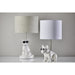 Adesso Simplee Adesso Sunny Dog Table Lamp White Ceramic With Brushed Steel Neck Textured White Fabric (SL3706-02)