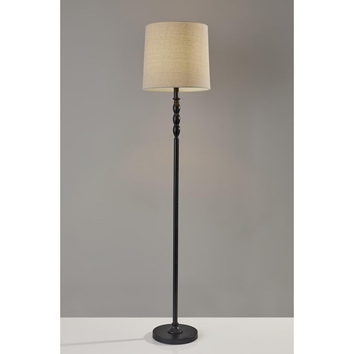 Adesso Simplee Adesso William Floor Lamp Black Oatmeal Fabric (1571-01)