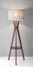 Adesso Solid Walnut Wood Bedford Shelf Floor Lamp-Oatmeal Linen Fabric Drum Shade-105 Inch Hanging Brown Fabric Cover Cord-3-Way Rotary Socket Switch (3471-15)