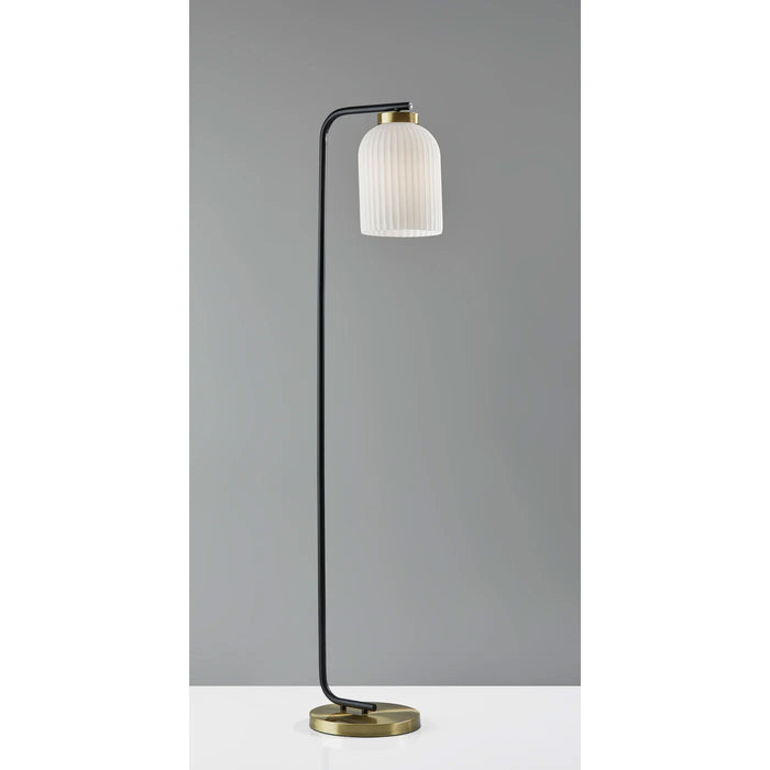 Adesso Textured Glass Floor Lamp Black/Brass (AF48889BR)