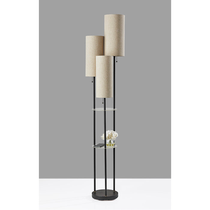 Adesso Trio Shelf Floor Lamp Black (4305-01)