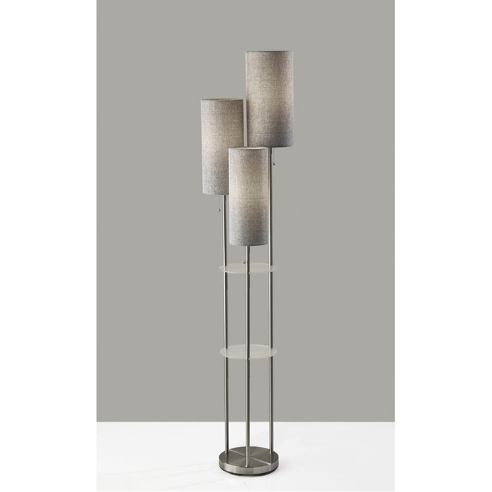 Adesso Trio Shelf Floor Lamp Grey Brushed Steel (4305-03)