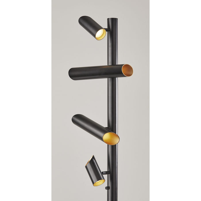 Adesso Tyler LED Floor Lamp Black With Gold Painted Interior 3000K (2105-01)