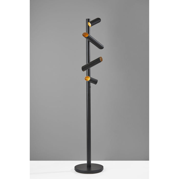 Adesso Tyler LED Floor Lamp Black With Gold Painted Interior 3000K (2105-01)