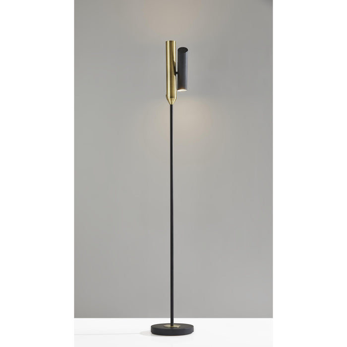 Adesso Vega LED Torchiere Black With Antique Brass Accents Black And Antique Brass 3000K (4079-01)