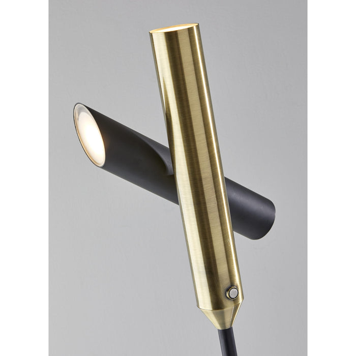 Adesso Vega LED Torchiere Black With Antique Brass Accents Black And Antique Brass 3000K (4079-01)