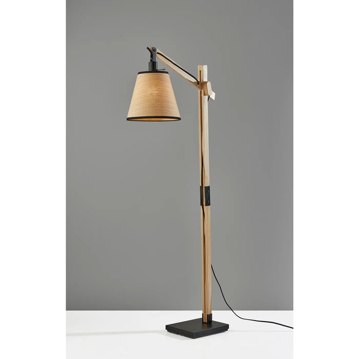 Adesso Walden Floor Lamp Black And Natural Wood (4089-18)