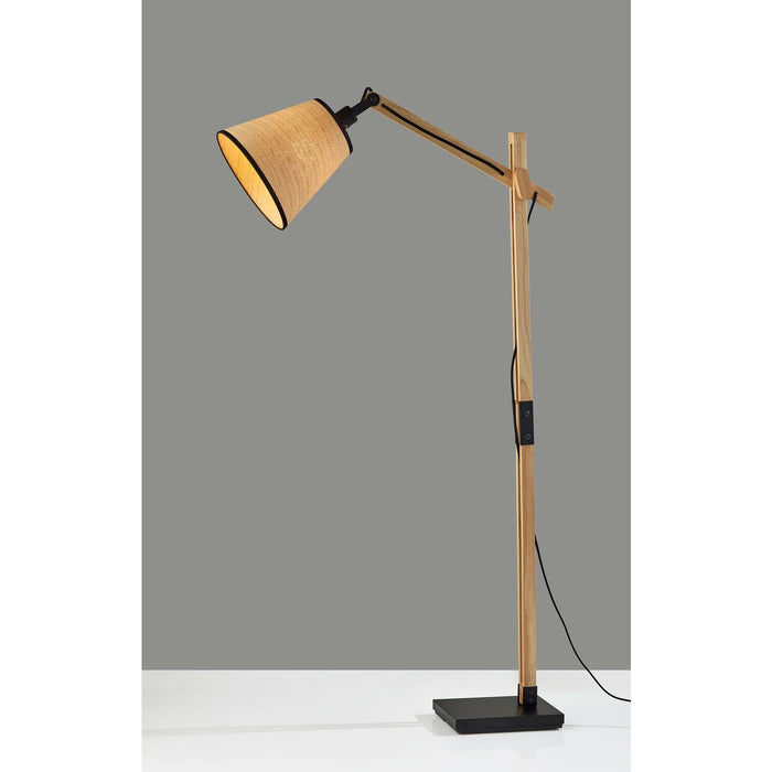 Adesso Walden Floor Lamp Black And Natural Wood (4089-18)